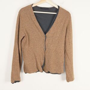 Elsa Esturgie Brown Layered Wool Blend Button Cardigan Womens Sz US M / Fr 38